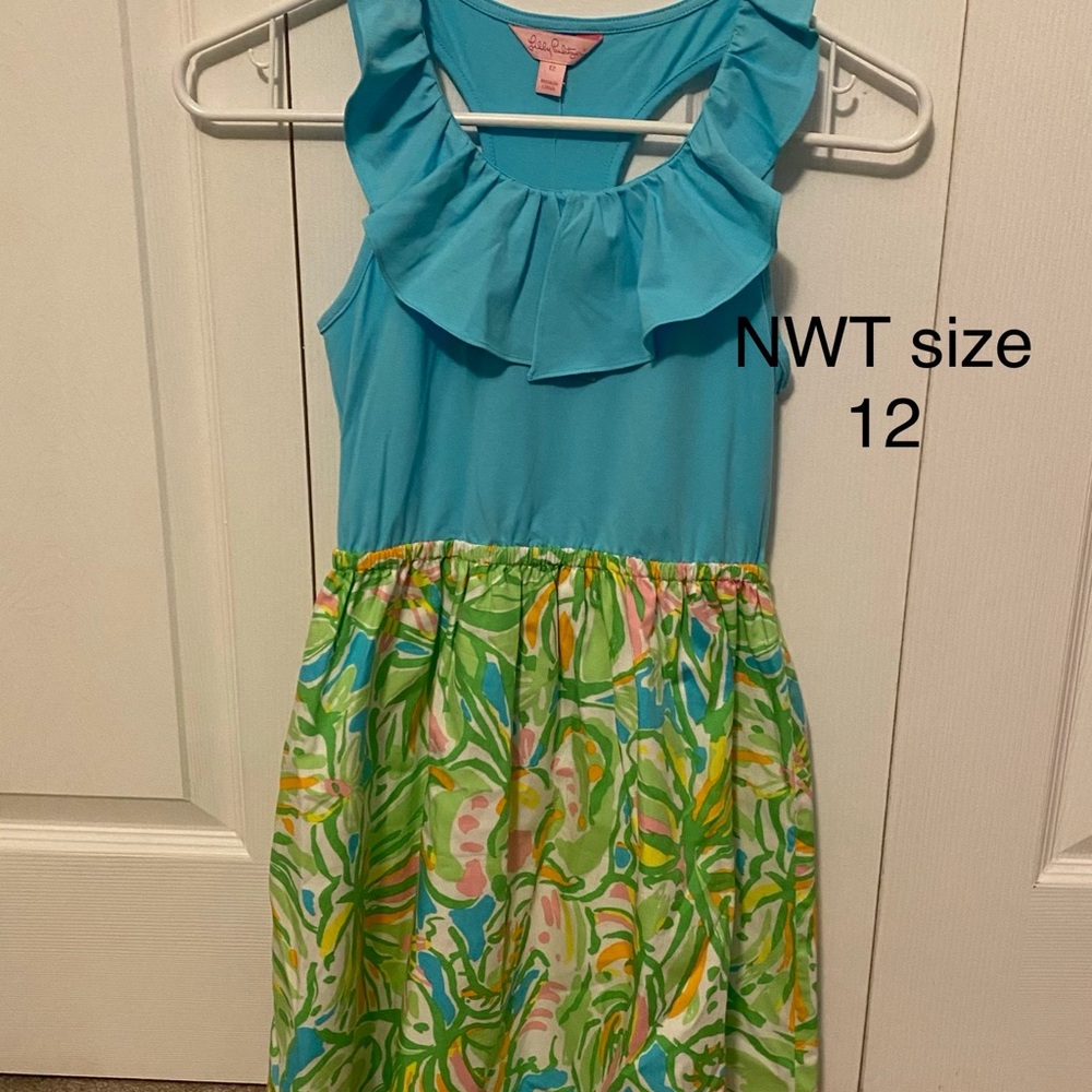 Lilly Pulitzer Girls' Blue and Multicolor Sleeveless Dress